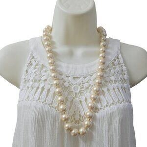 Vintage Monet Faux Pearl Necklace Silver Tone Clasp
